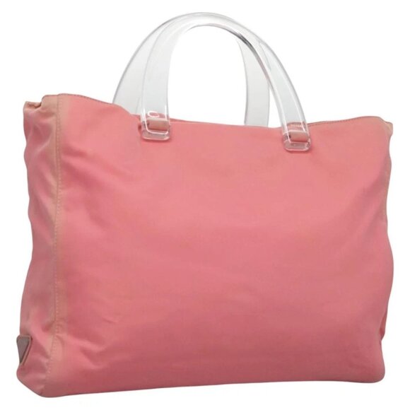 PRADA Hand Bag Nylon plastic Pink Clear Auth - Picture 1 of 16
